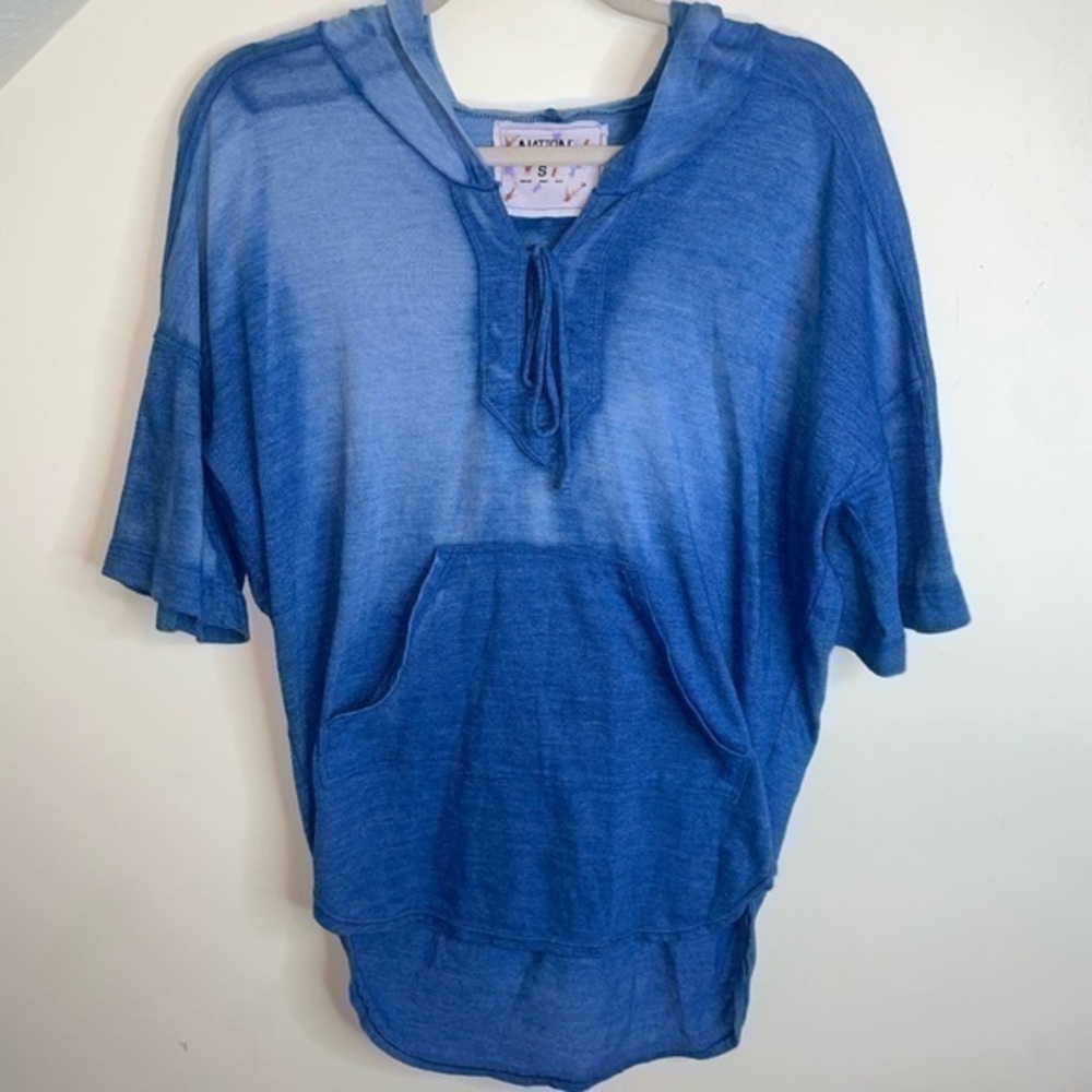 Nation LTD poncho hoodie Short Sleeve Kangaroo Pockets High Low Rare Vintage